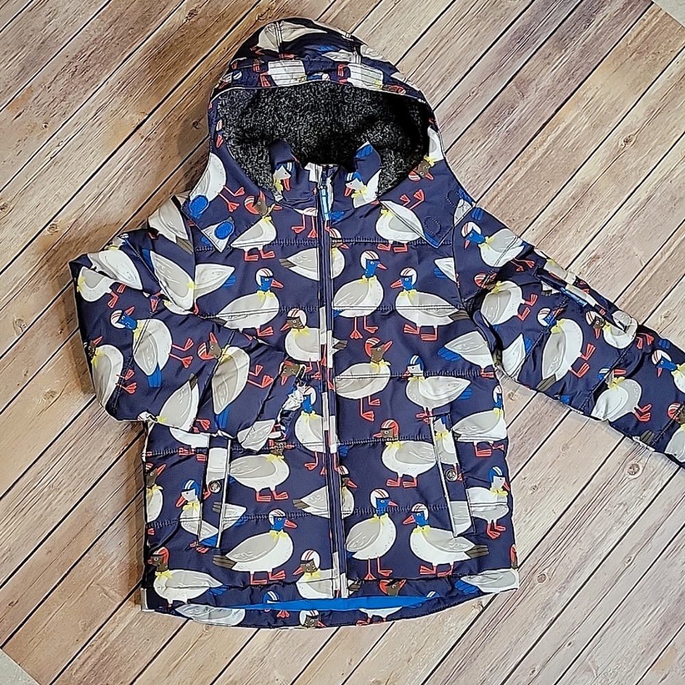 Mini Boden duck/gull print winter coat